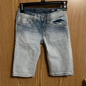 Miss Me Girls Bermuda Denim Shorts Bedazzled Pockets Size 10